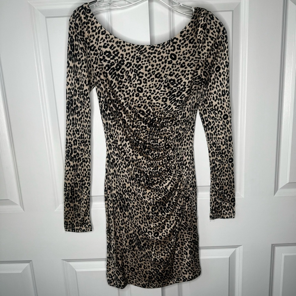 L.K. Bennett London Leopard Long Sleeve Dress - Size 6